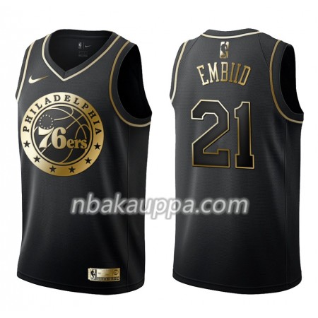 Philadelphia 76ers Joel Embiid 21 Nike Musta Golden Edition Pelipaidat Swingman - Miesten